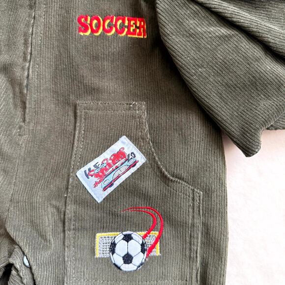 Vintage 90s MGM Kid's Fashion 3-Piece Overalls Set Boys 24M Corduroy Soccer Bear - Picture 5 of 10